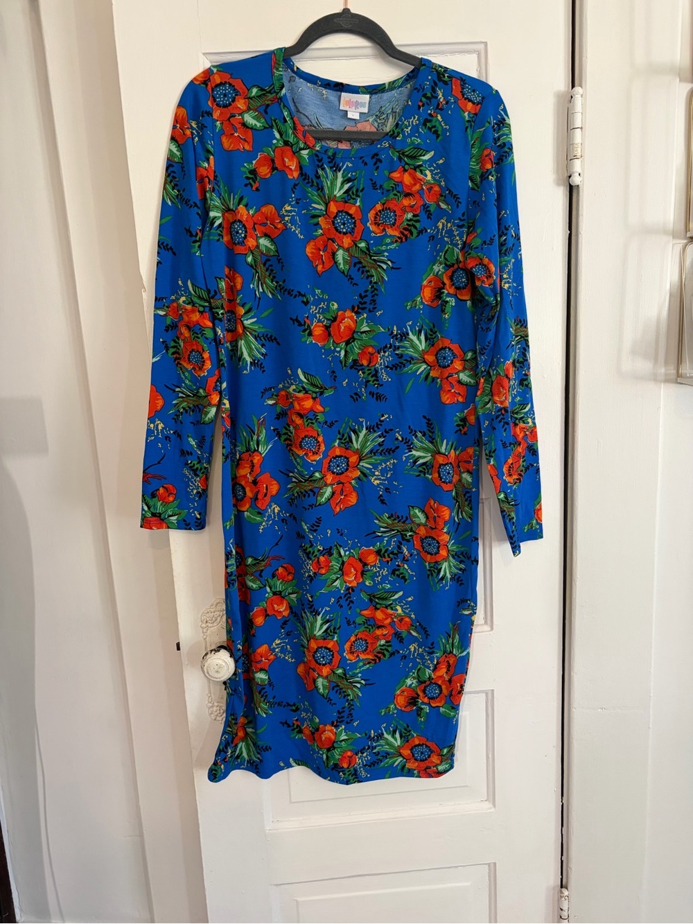 LuLaRoe Royal Blue Floral Long Sleeve Dress